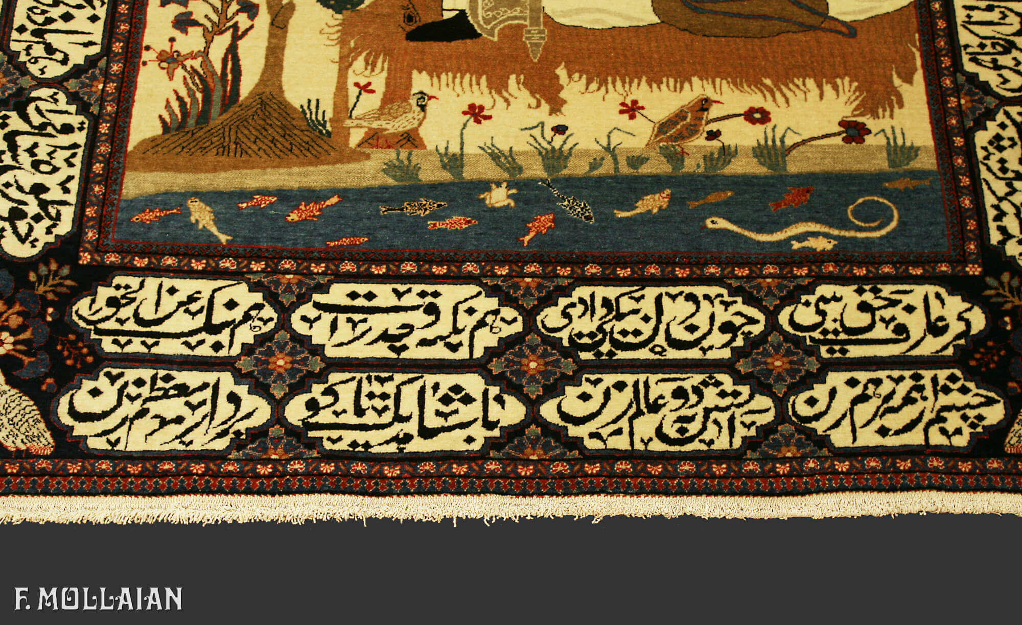 A Pictorial Antique Persian Kashan Mohtasham Rug n°:55510929
